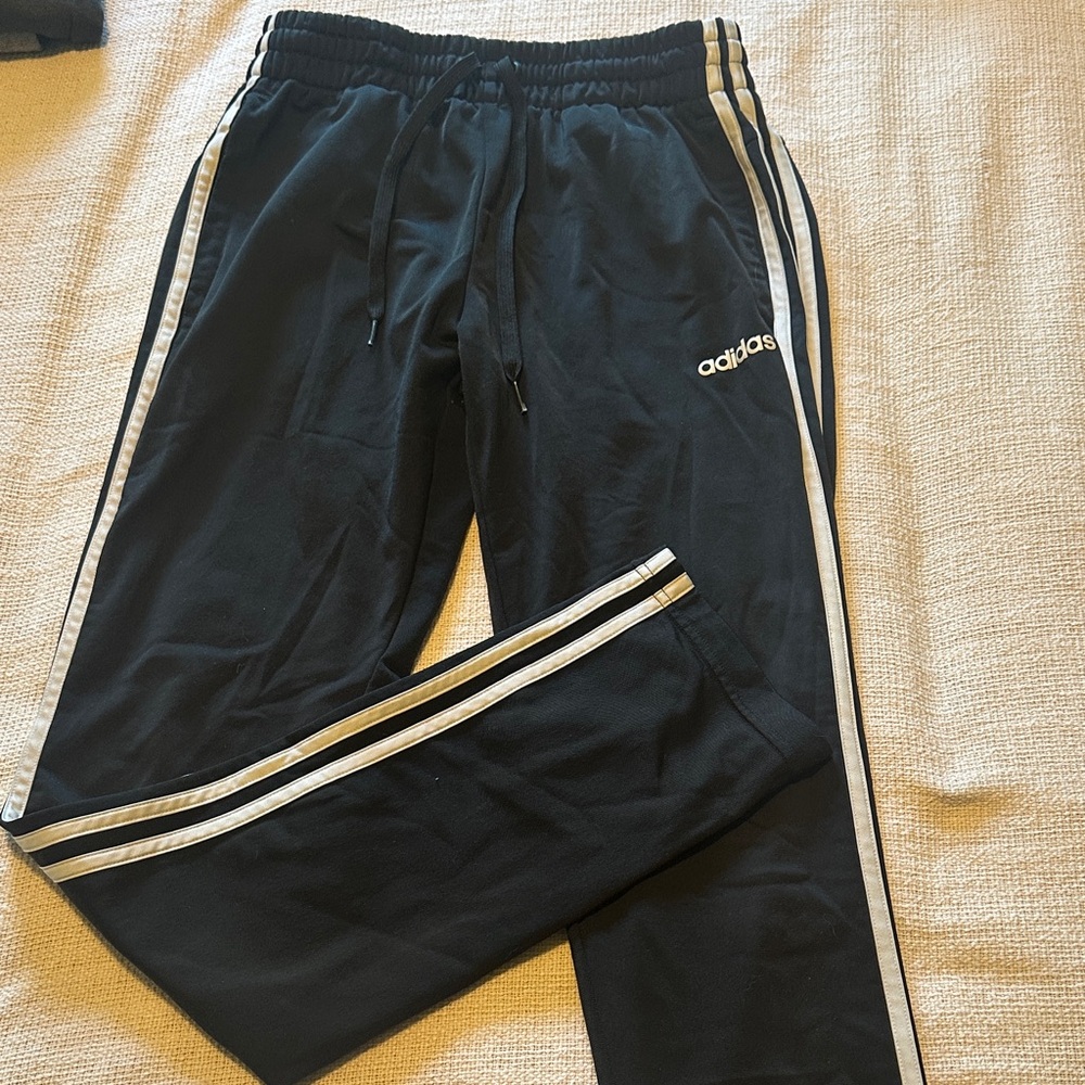Adidas Black Joggers with White Accents